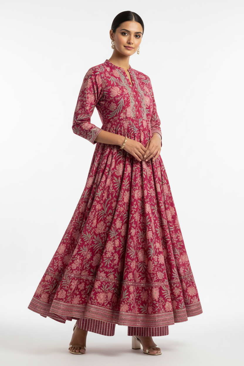 Rose Anarkali Set