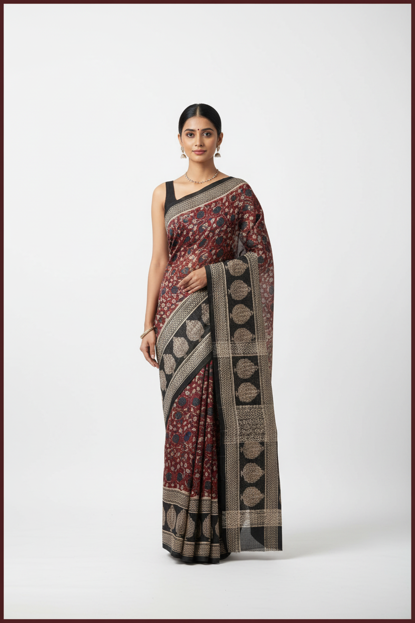Chanderi linen saree