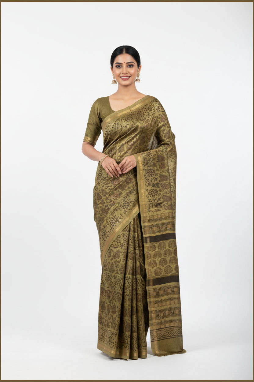 Chanderi linen saree