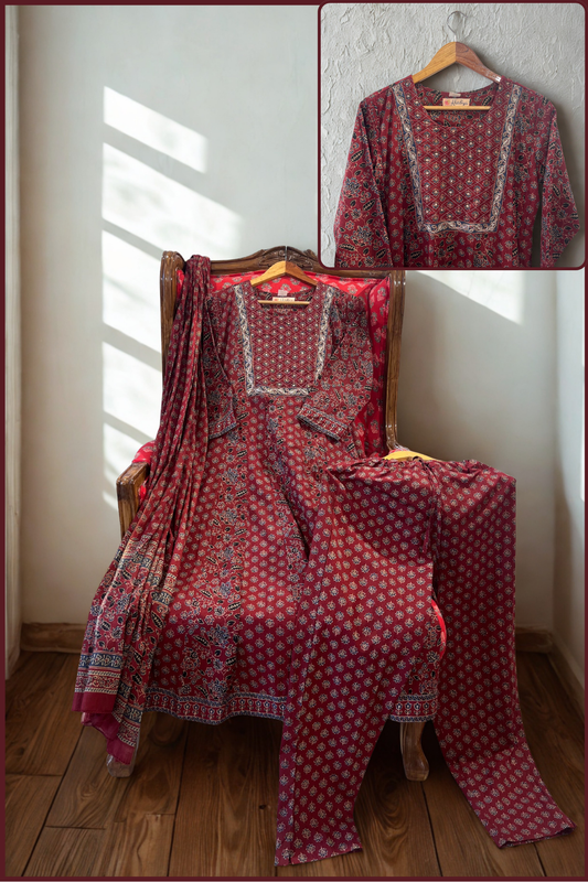 Deep Maroon Anarkali Set