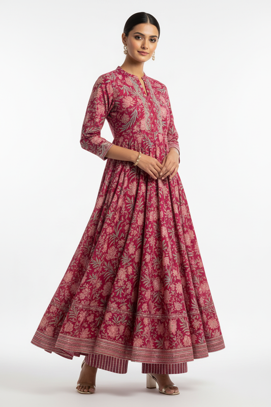 Rose Anarkali Set