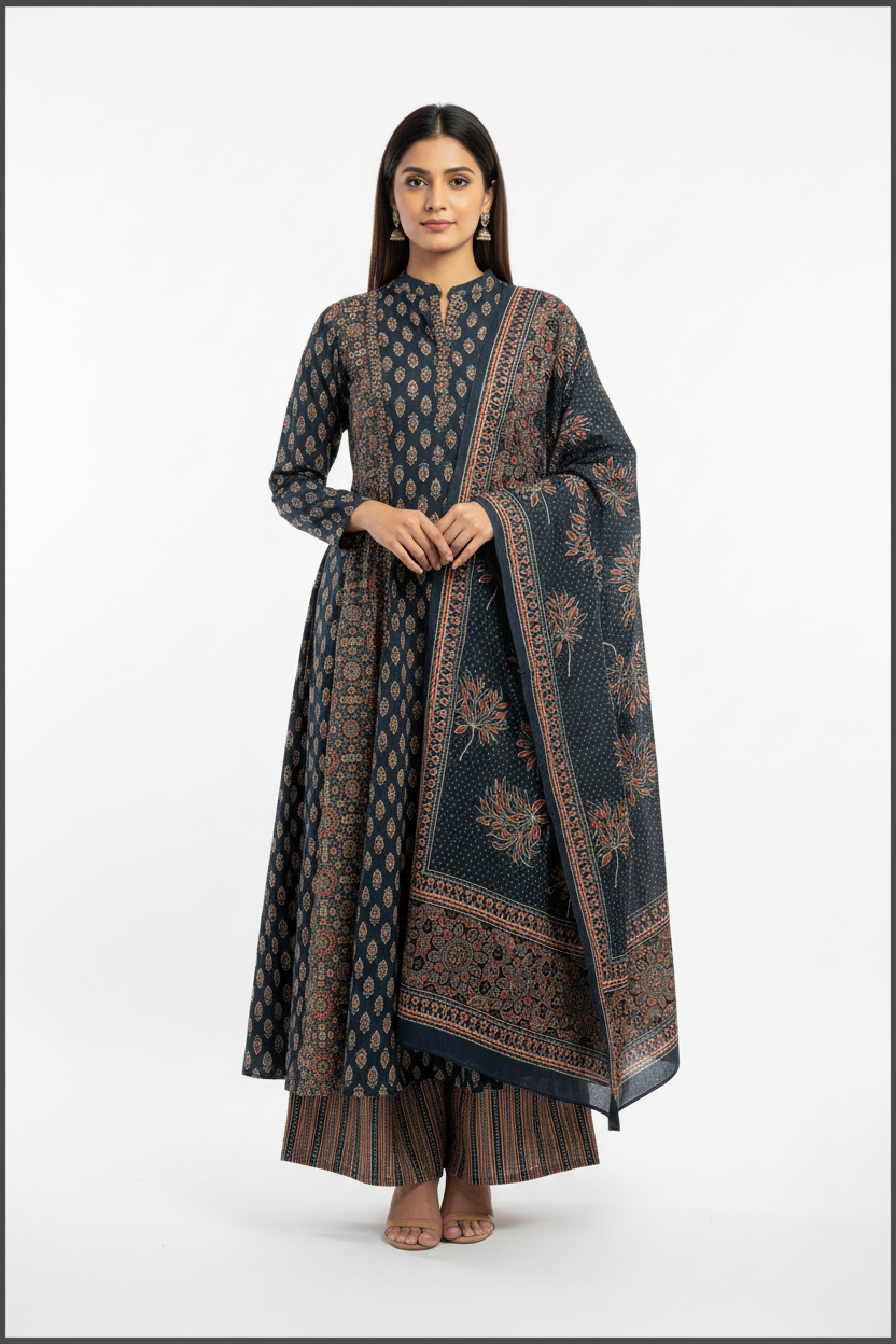 Midnight Blue Anarkali Set