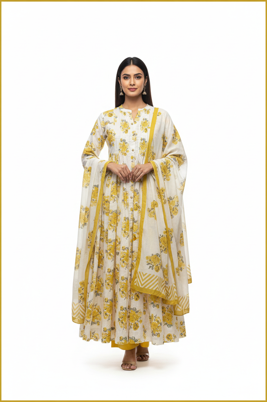 Yellow Anarkali set