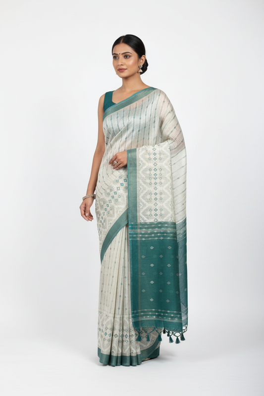 Chanderi linen saree
