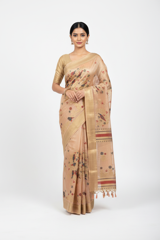 Chanderi linen saree