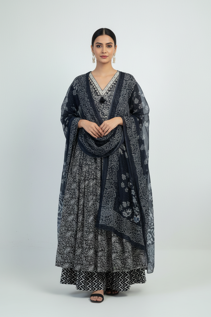 Black Anarkali Set