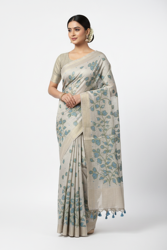 Chanderi linen saree