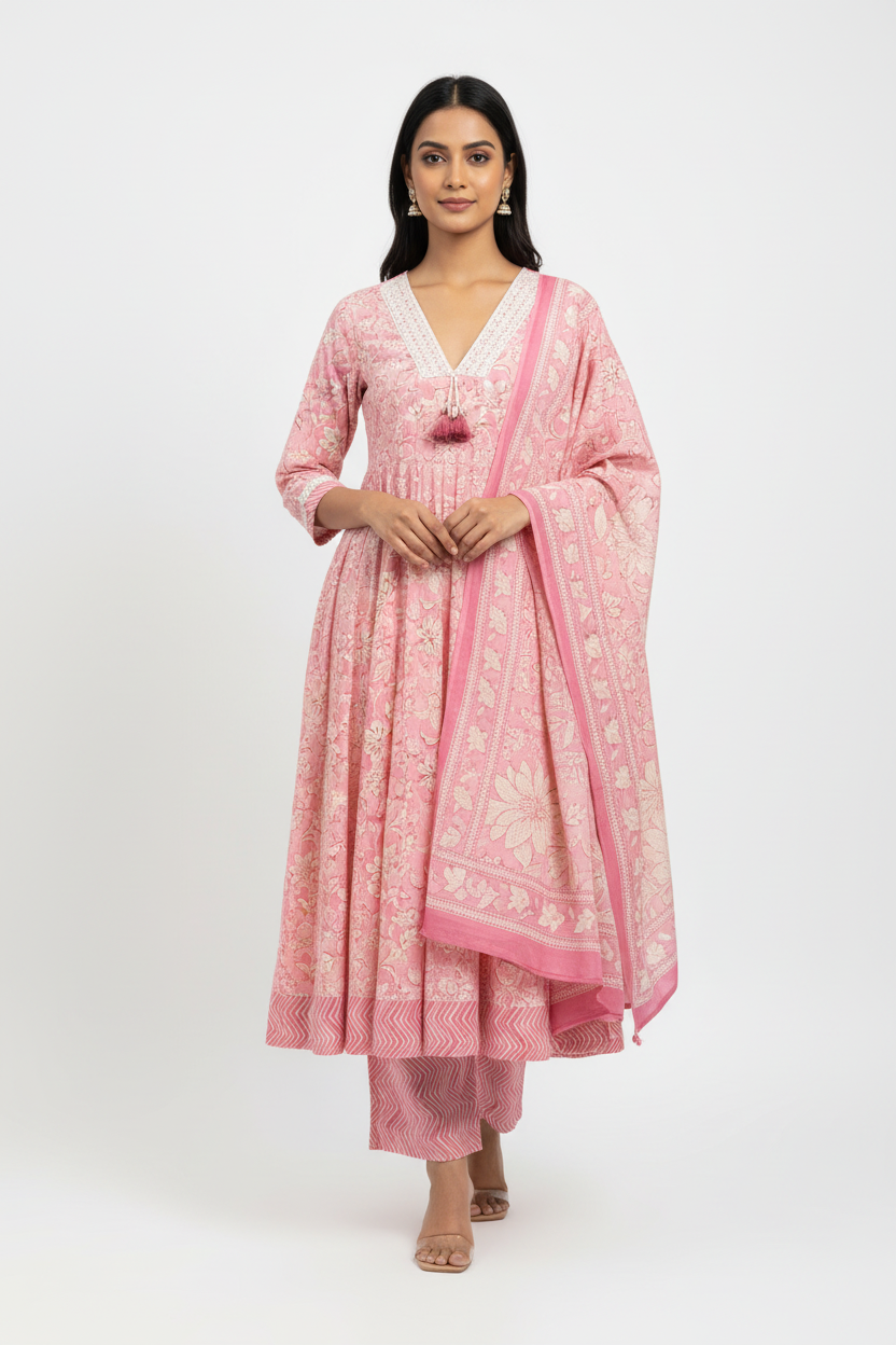 Pink Anarkali set