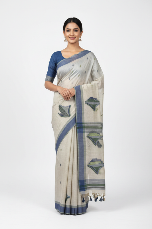 Chanderi linen saree