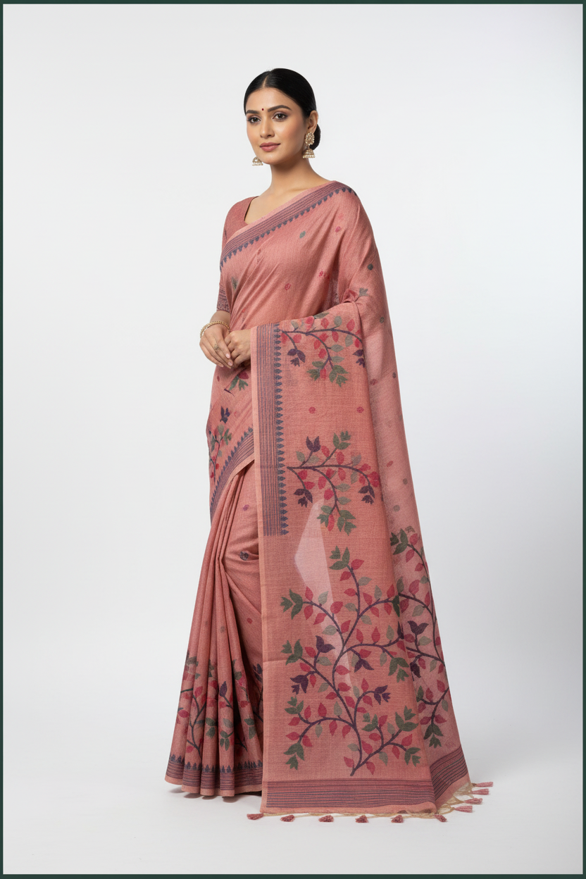 Chanderi linen saree