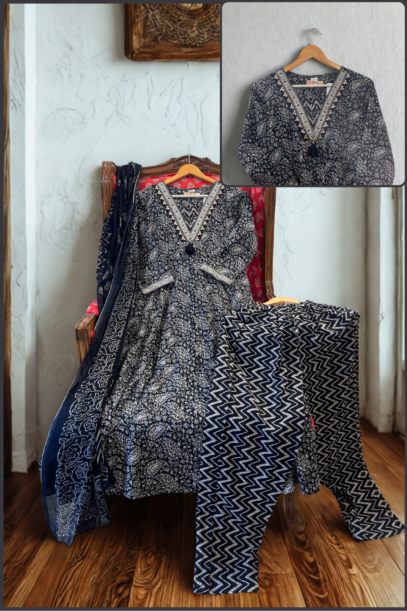 Deep Navy Anarkali Set