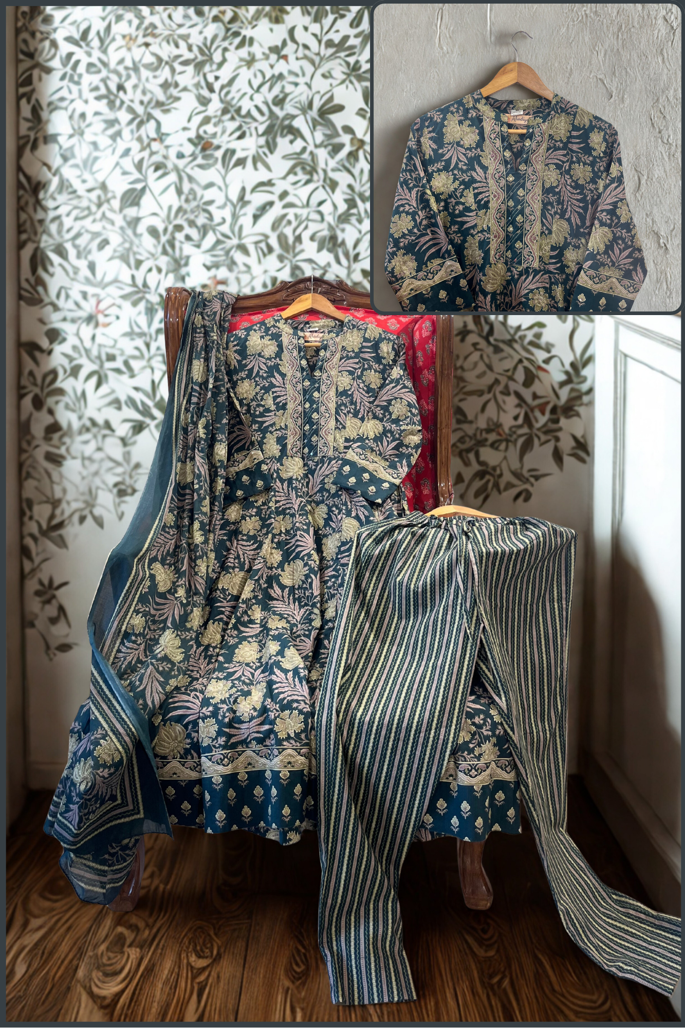 Teal Green Anarkali Set