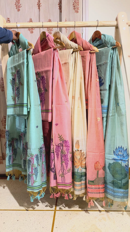 Chanderi linen unstitched suit